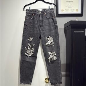 Zara Distressed Black Mom Jeans